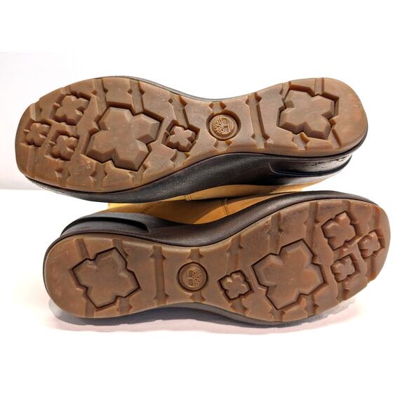 Timberland Nubuck Suede Leather Combat Boots Wedge Heel Womens 10 Tan Wheat - Picture 9 of 11